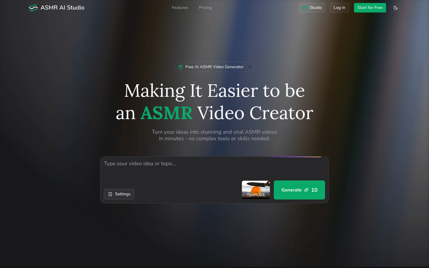 ASMR AI Studio product screenshot