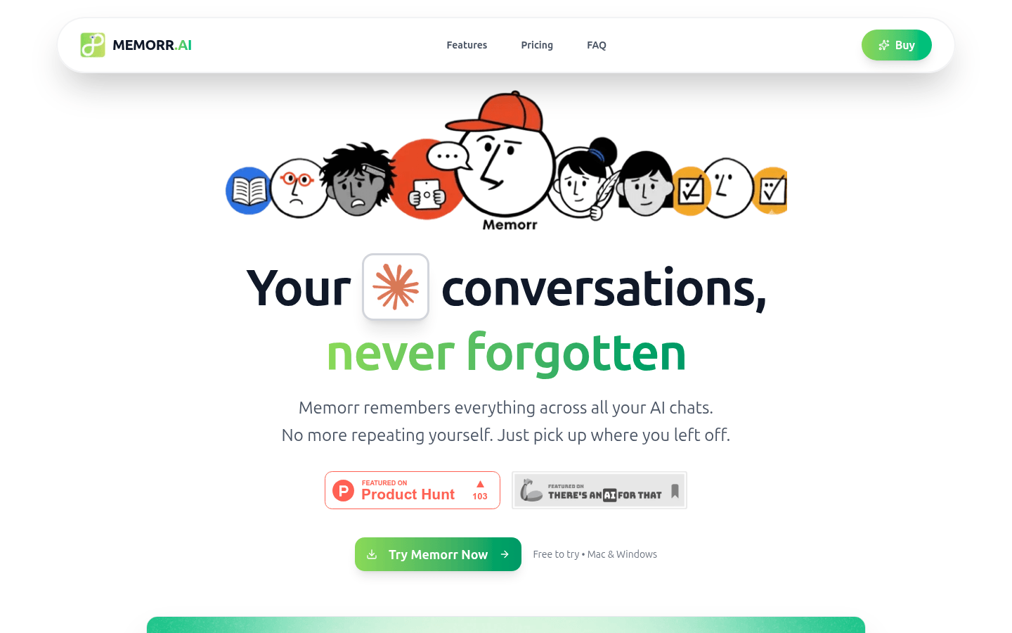 Memorr.ai product screenshot