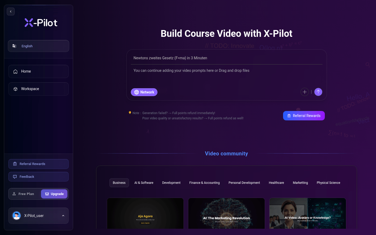 X product screenshot