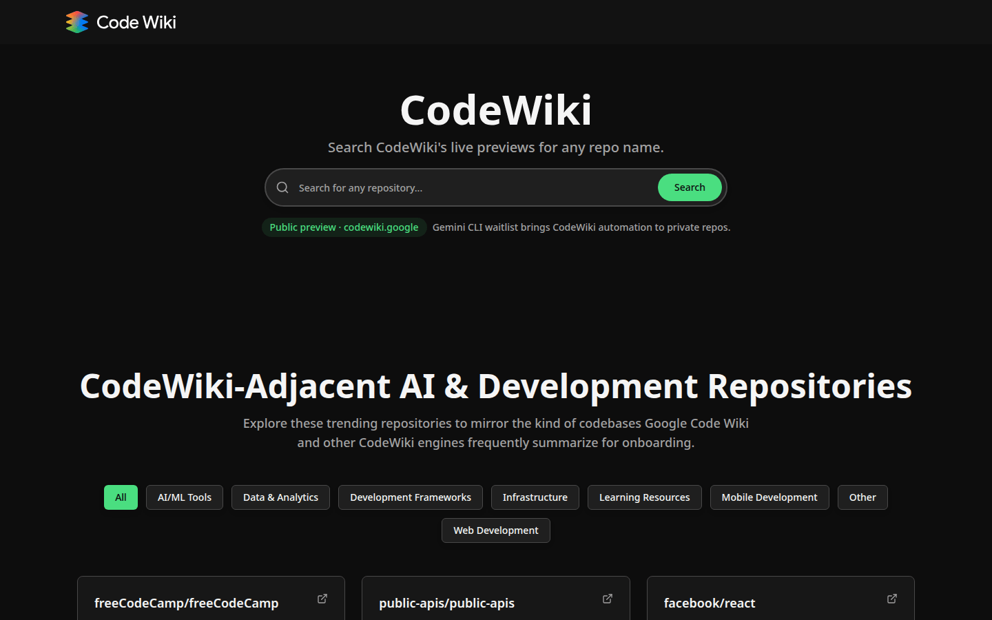 Codewiki product screenshot