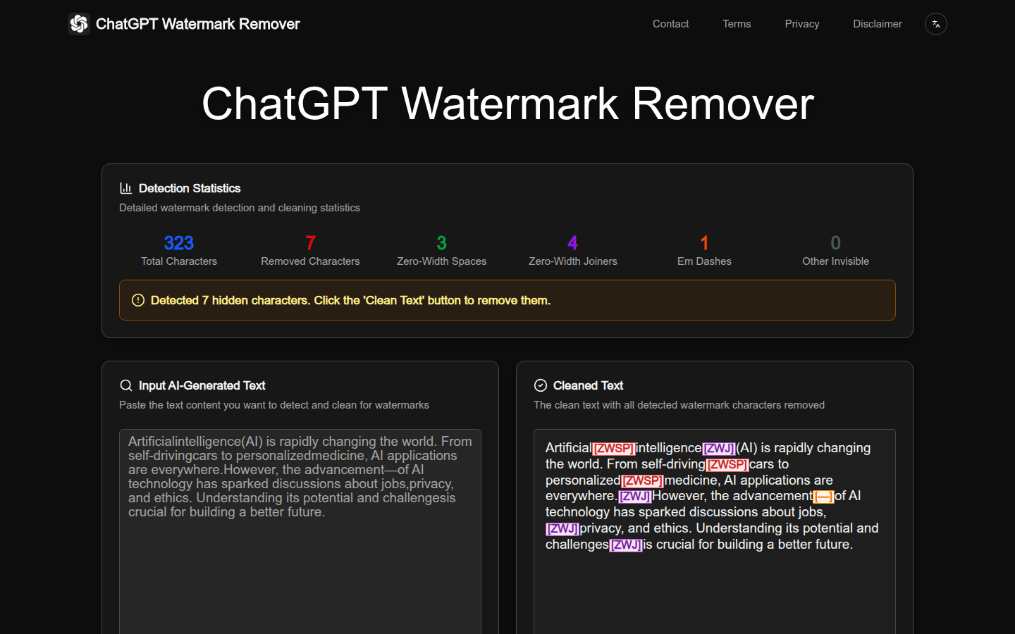 ChatGPT Watermark Remover product screenshot