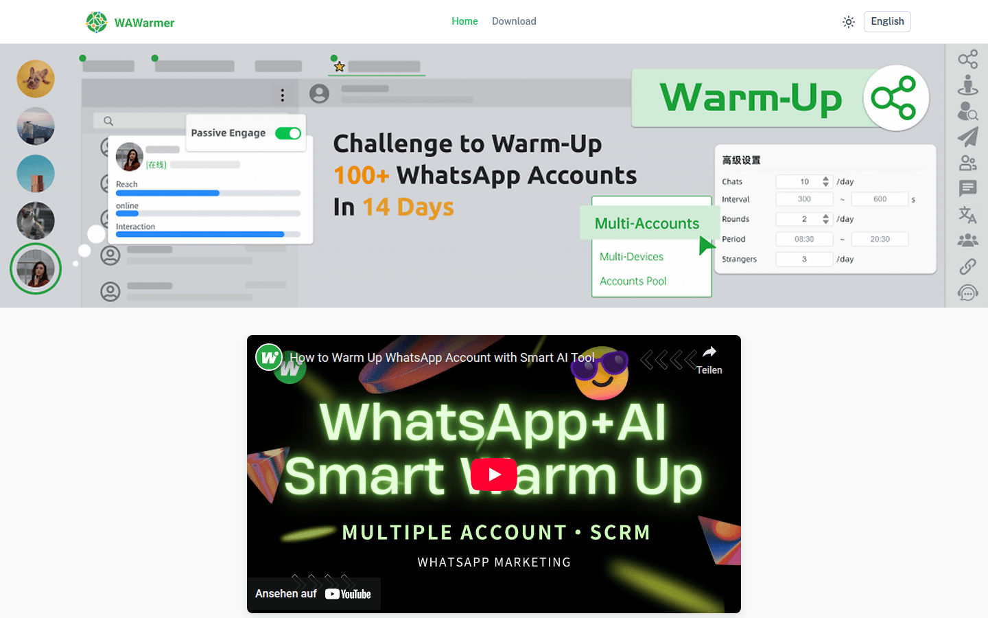 WhatsApp Warmup Tool product screenshot