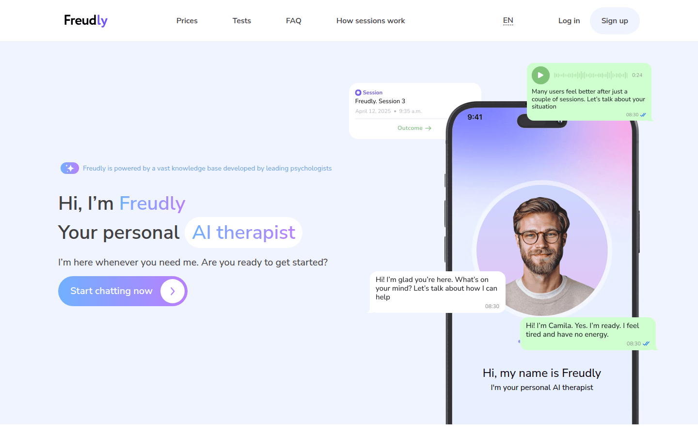 Freudly — AI Therapist product screenshot