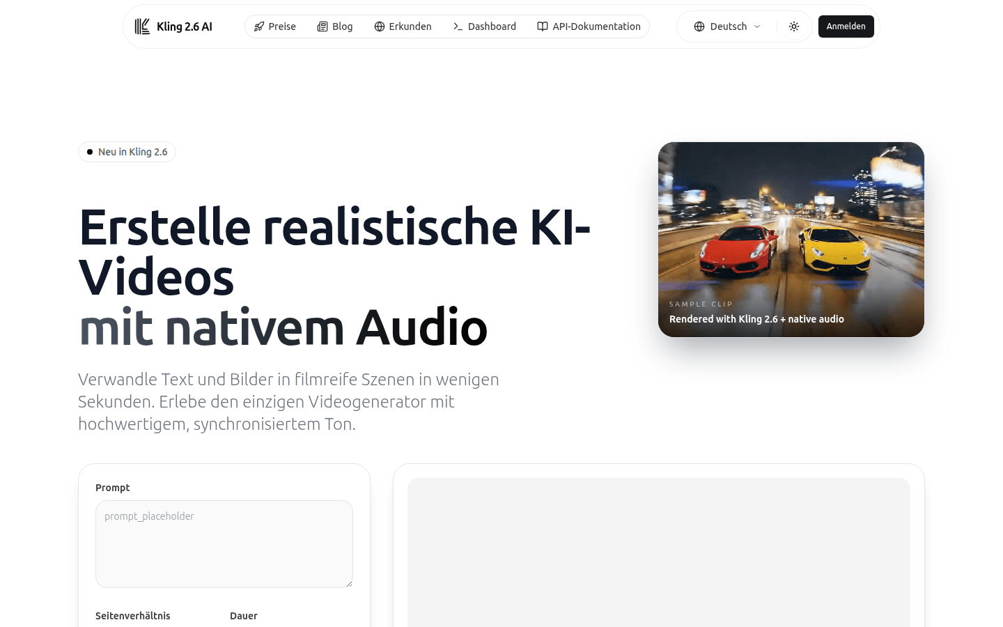 Kling 2.6 AI product screenshot