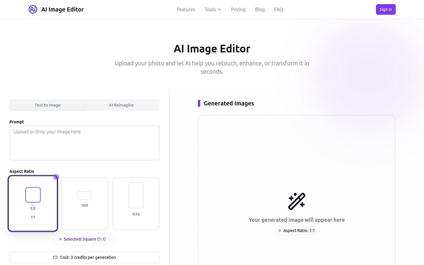 ai image editor product screenshot