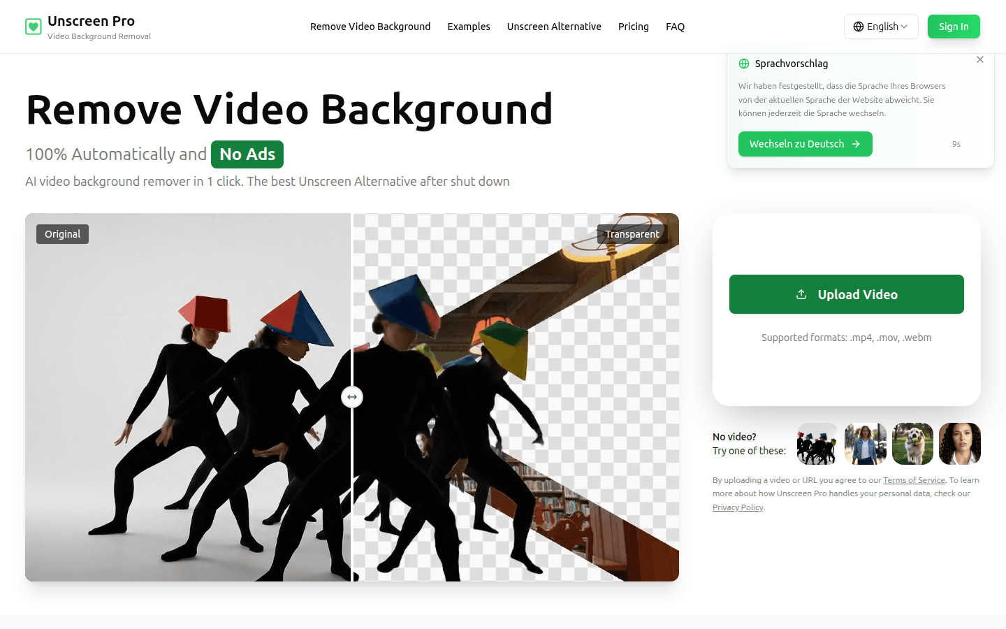 Unscreen product screenshot