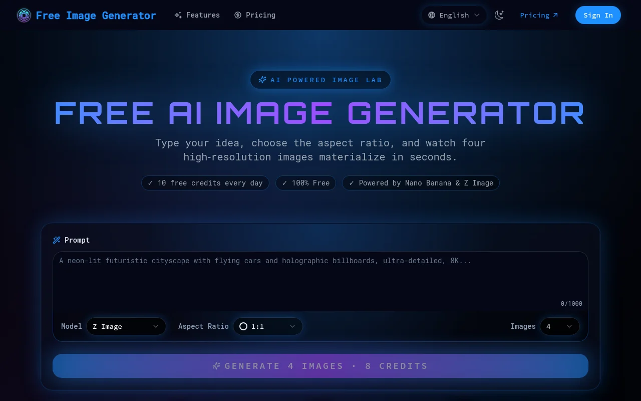 Free Image Generator product screenshot