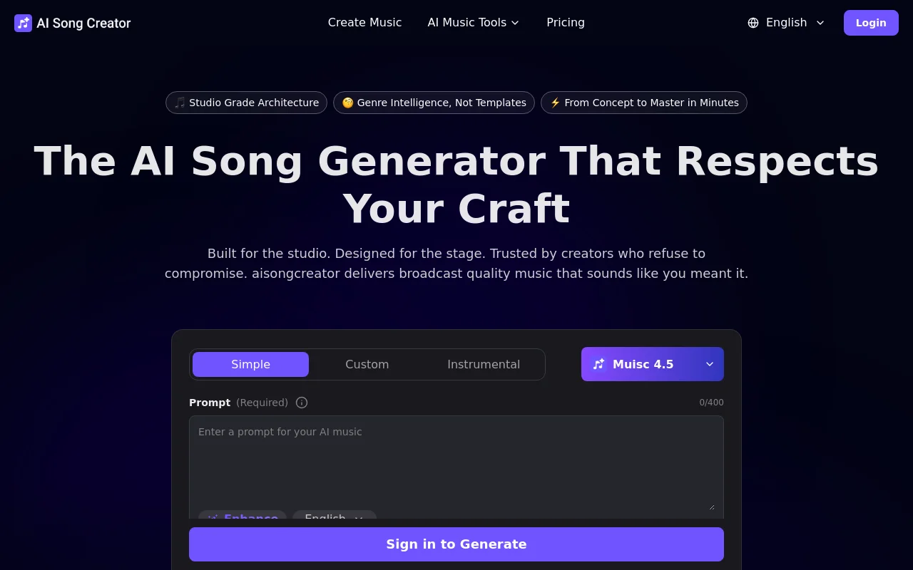 Online AI Song Generator That Respects Your Craft product screenshot