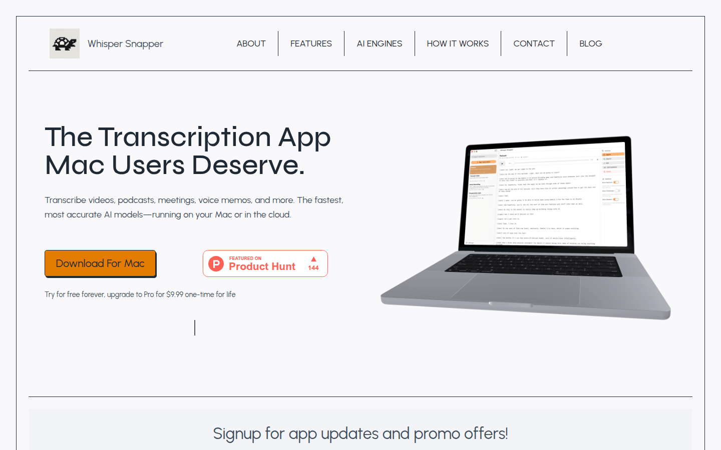 Whisper Snapper for Mac product screenshot