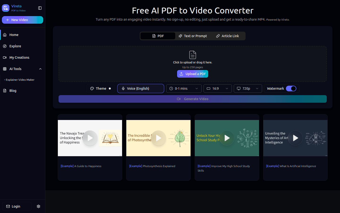 Free PDF to Video Generator product screenshot