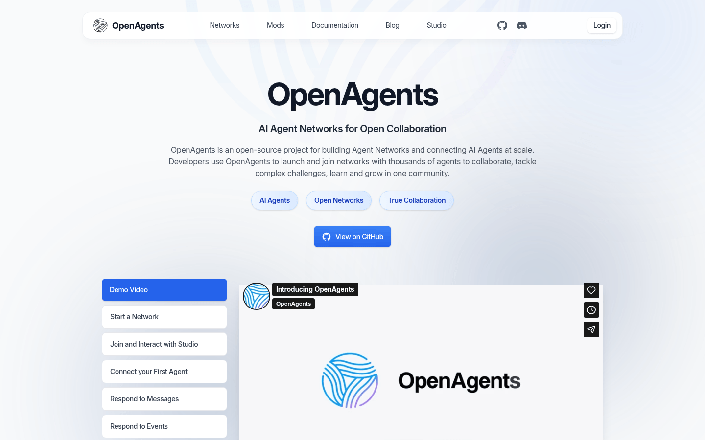 OpenAgents product screenshot