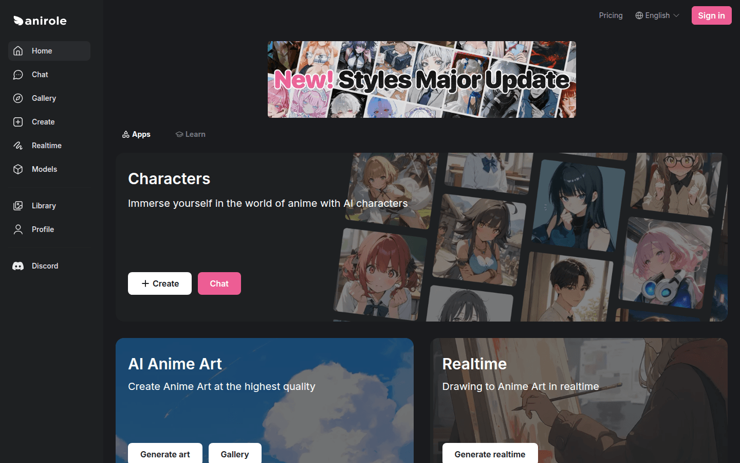 Anirole product screenshot