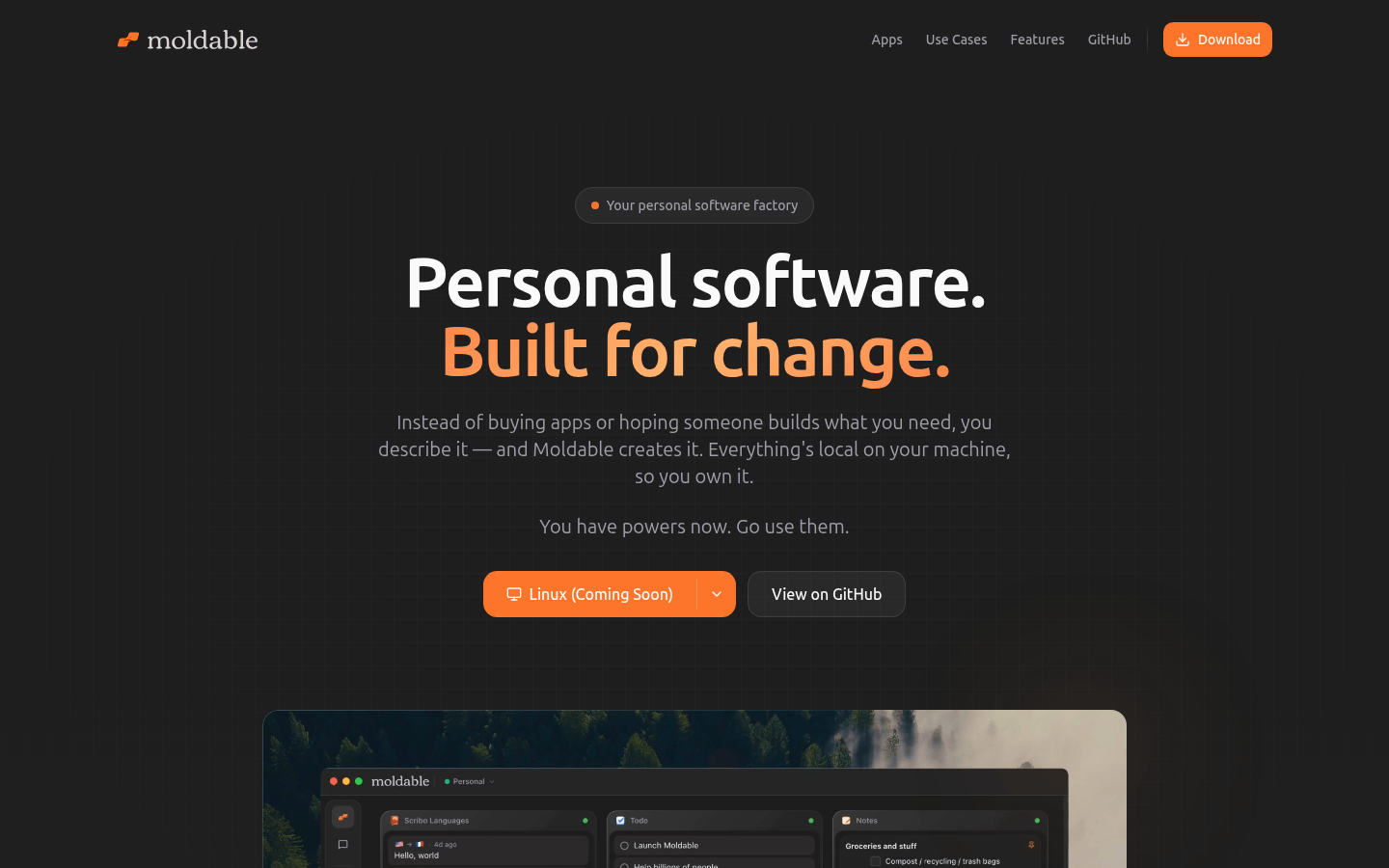 Moldable product screenshot