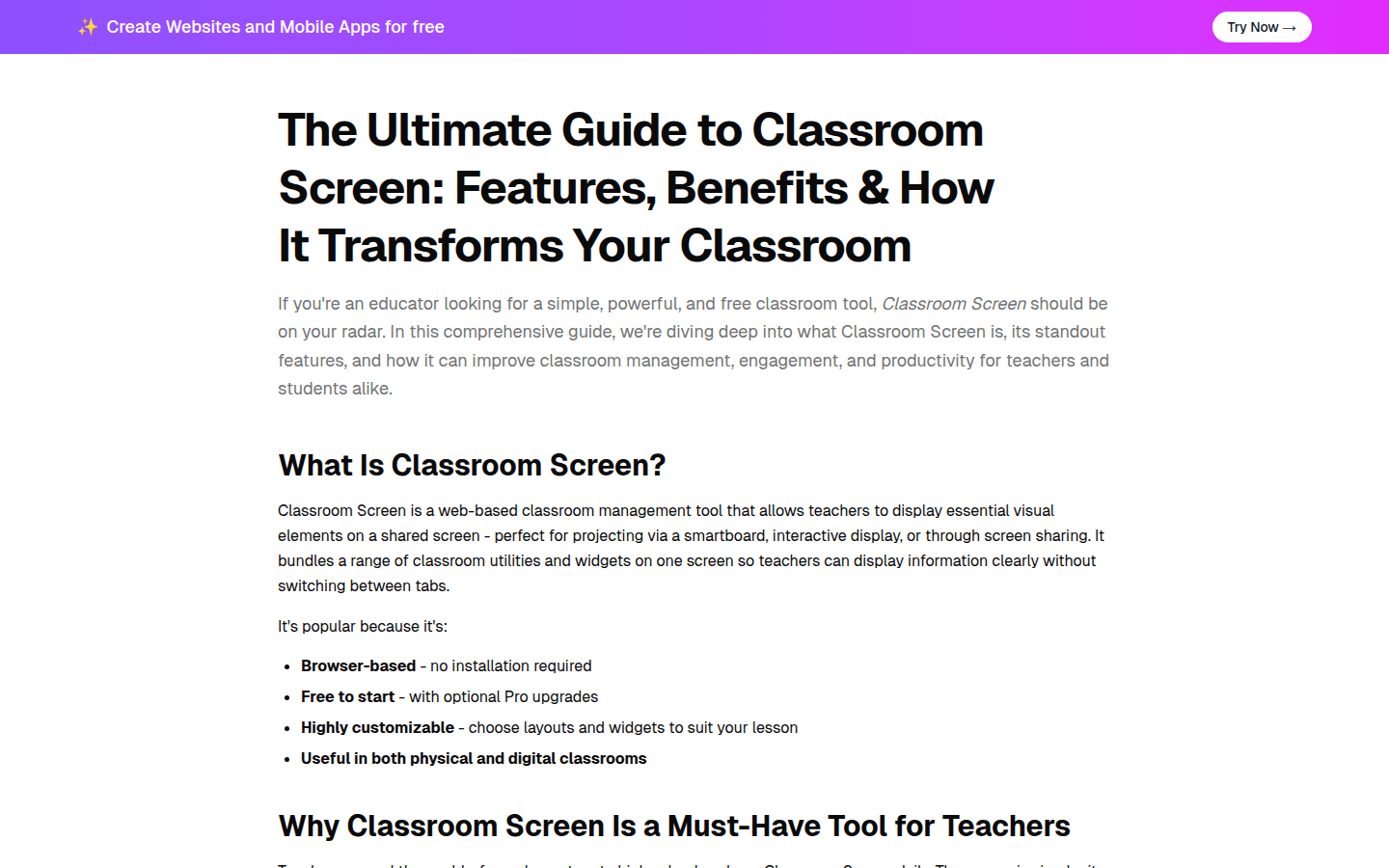 Classroom Screen product screenshot