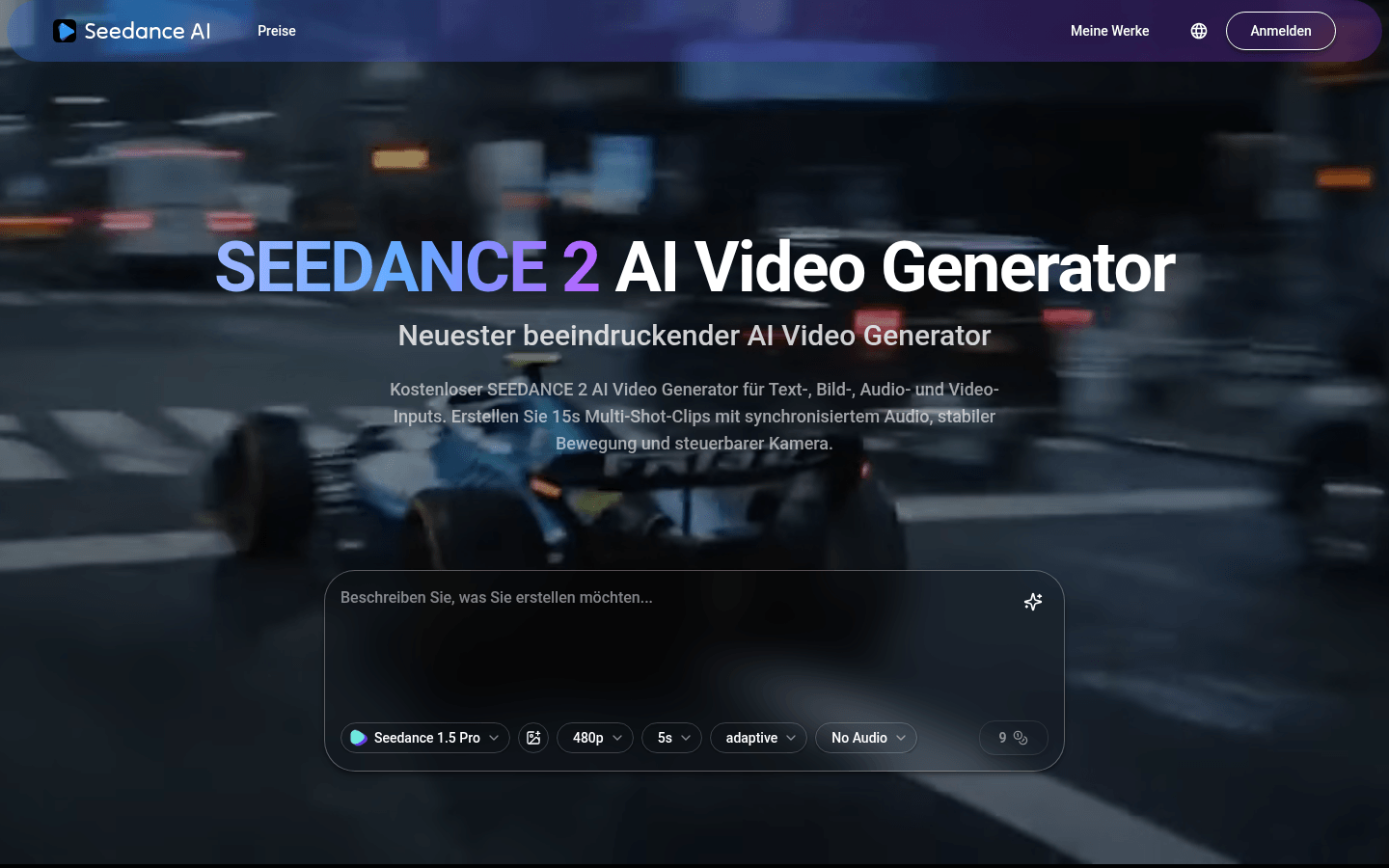 SEEDANCE 2 AI Video Generator product screenshot