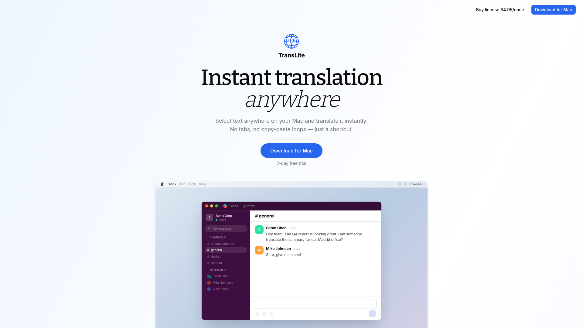 TransLite product screenshot