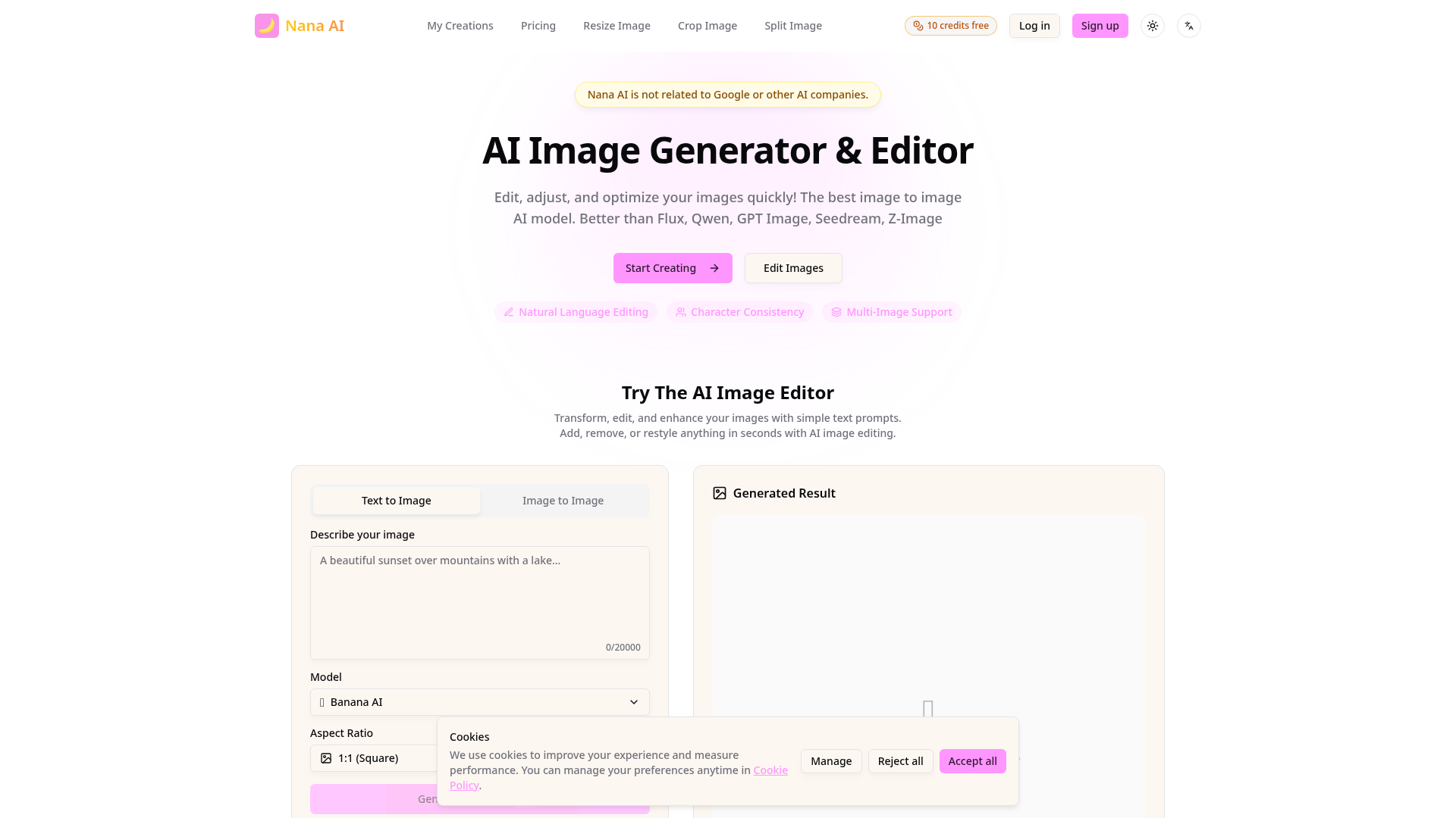Nana AI (Nana Banana Pro) product screenshot