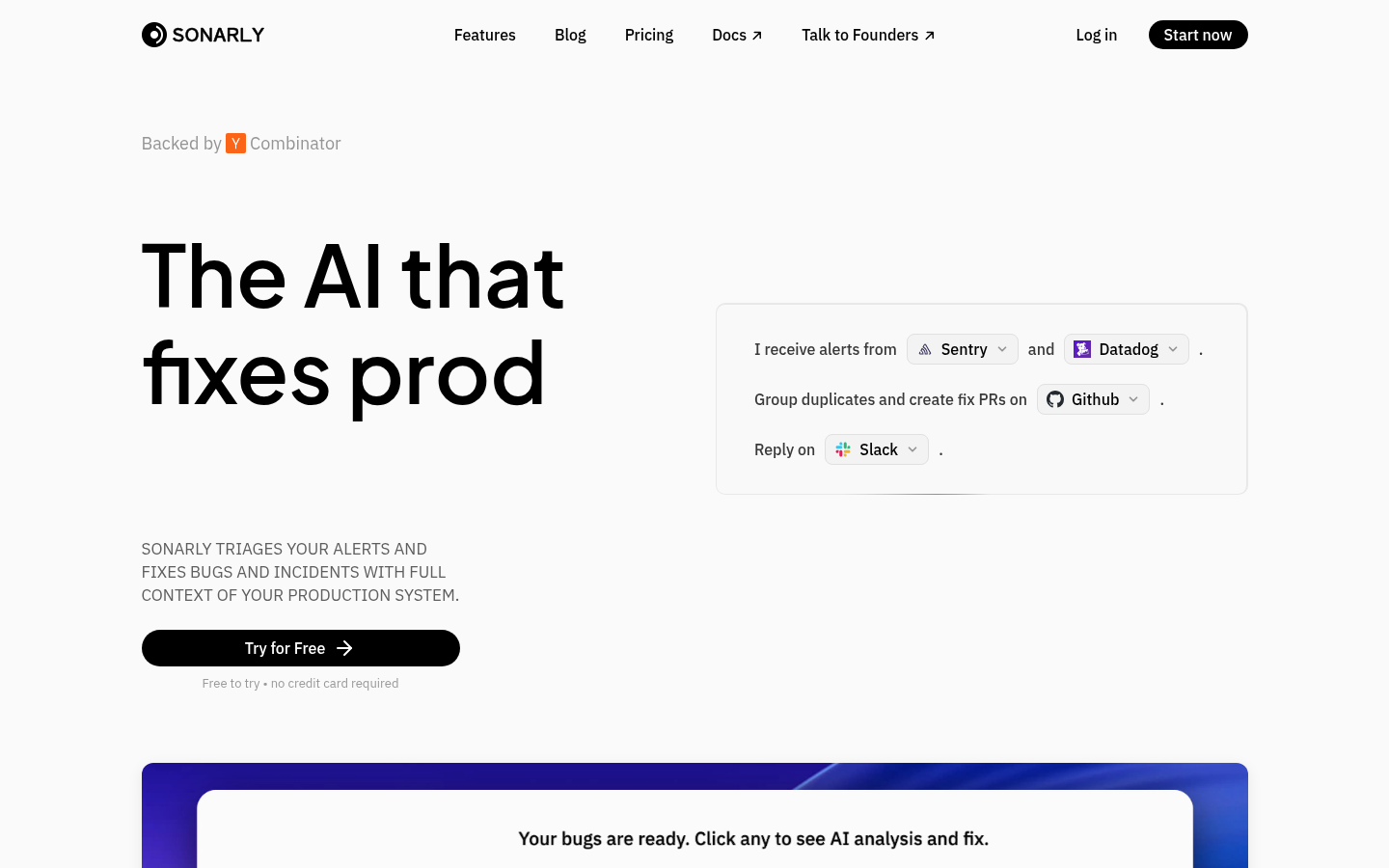 Sonarly product screenshot