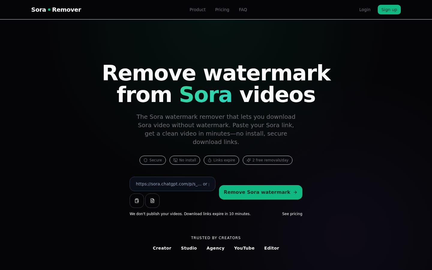 Sora Watermark Remover product screenshot