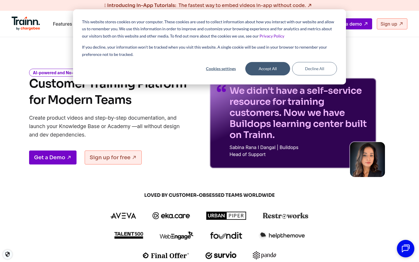 Trainn AI product screenshot