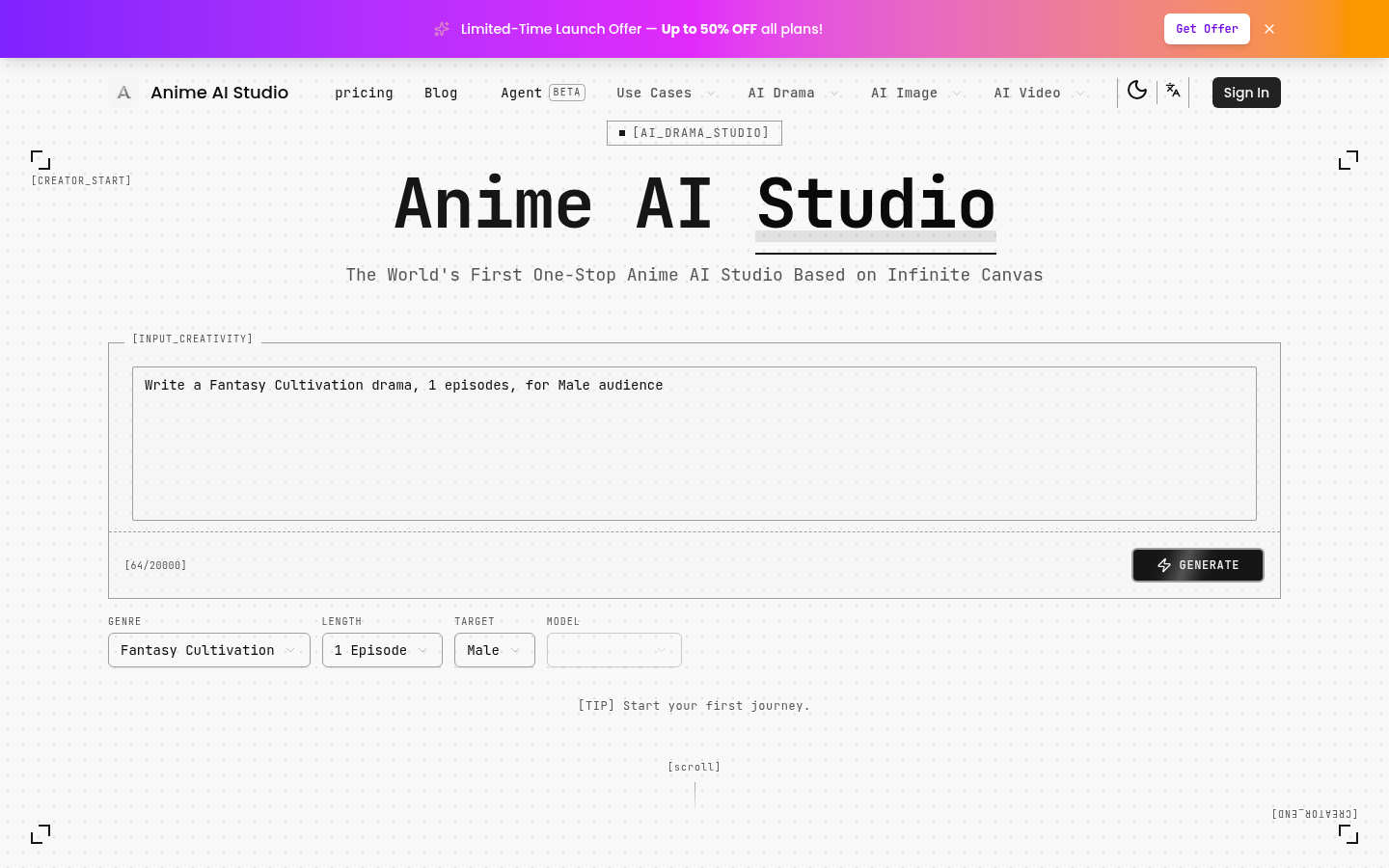 Anime AI Studio product screenshot