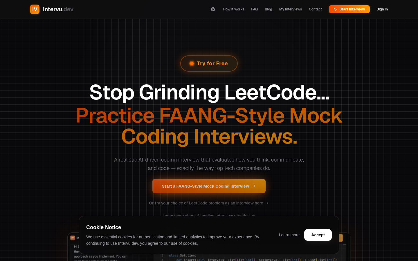 Intervu.dev product screenshot