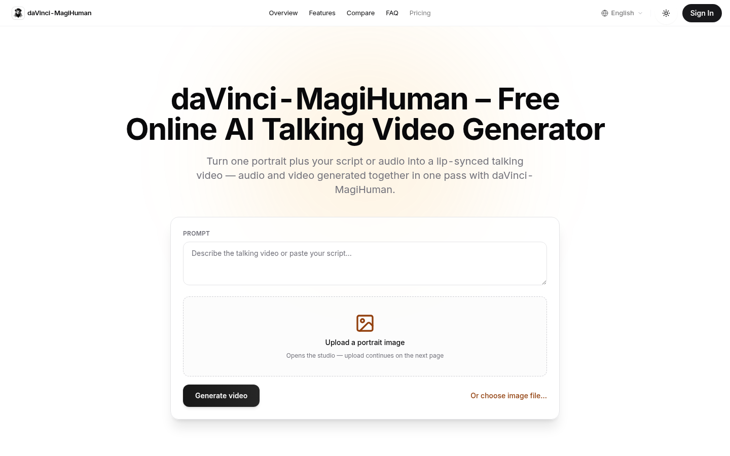 DaVinci MagiHuman product screenshot