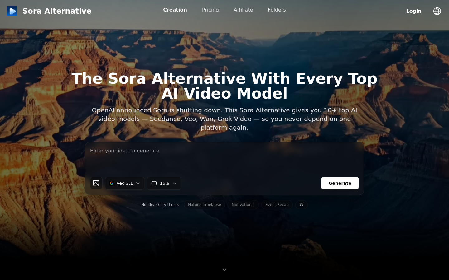 Sora Alternative product screenshot