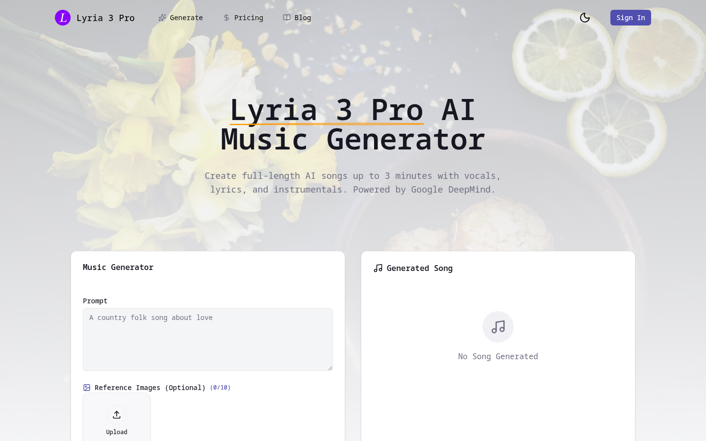 Lyria 3 Pro product screenshot