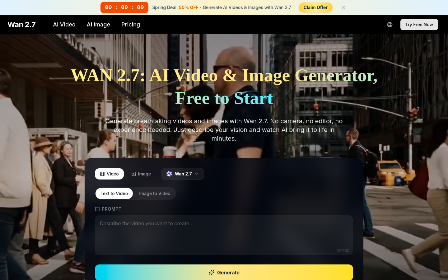 Wan 2.7 AI Video & Image product screenshot