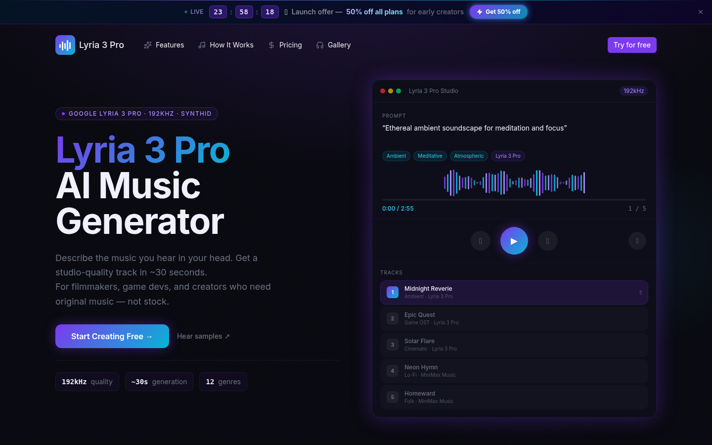 lyria 3 pro product screenshot