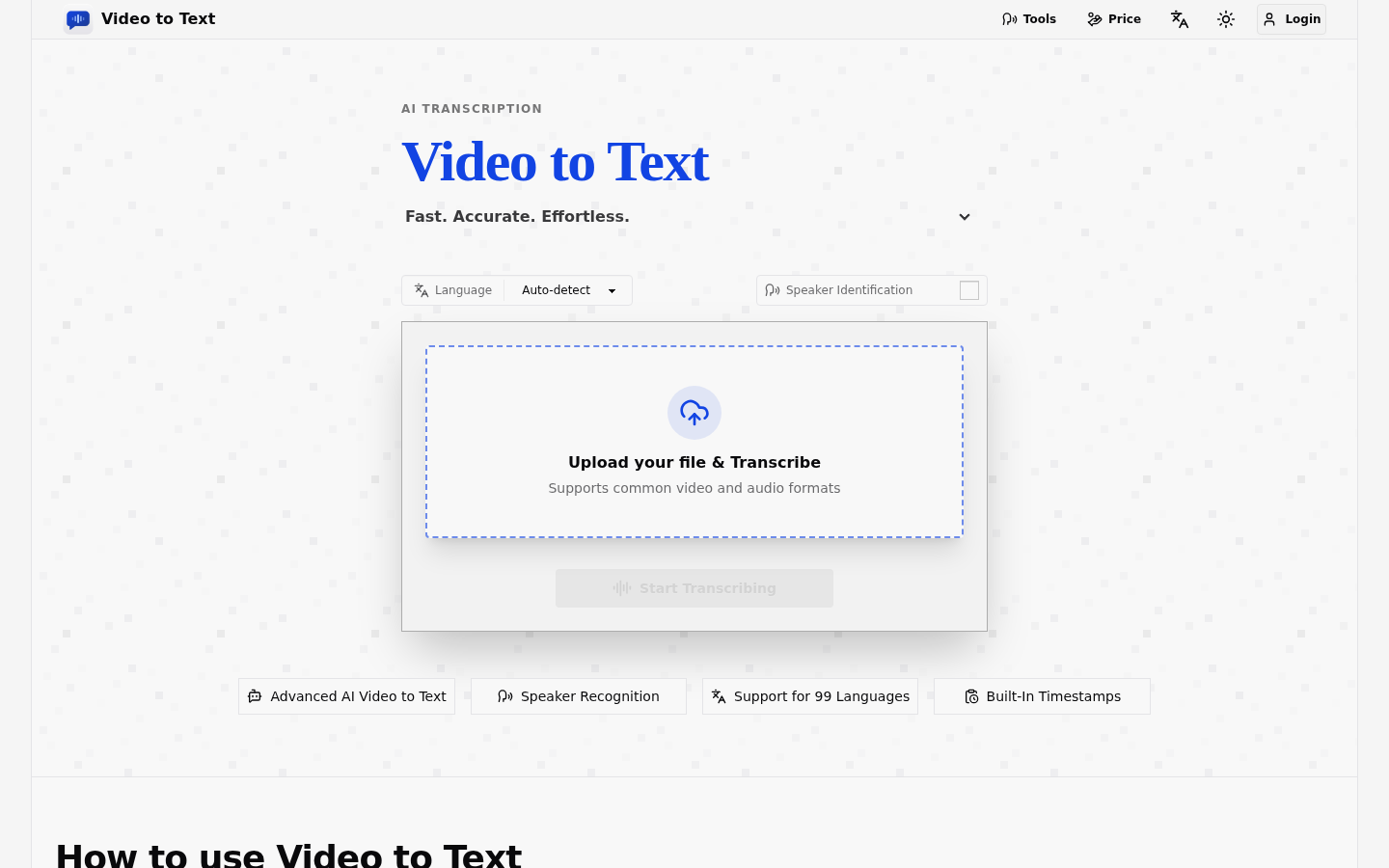 Video to Text product screenshot