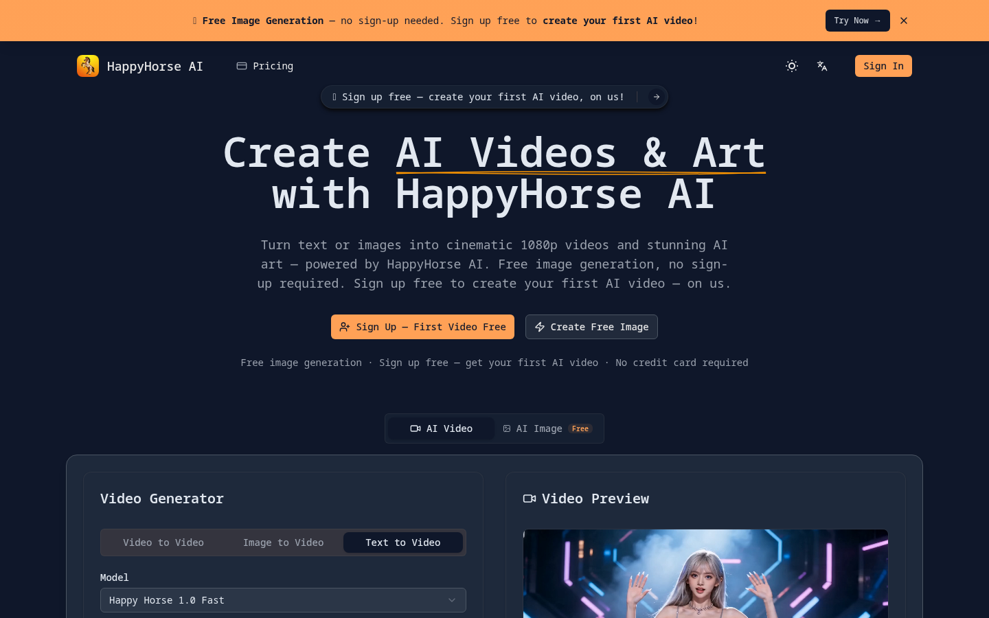 HappyHorse AI product screenshot