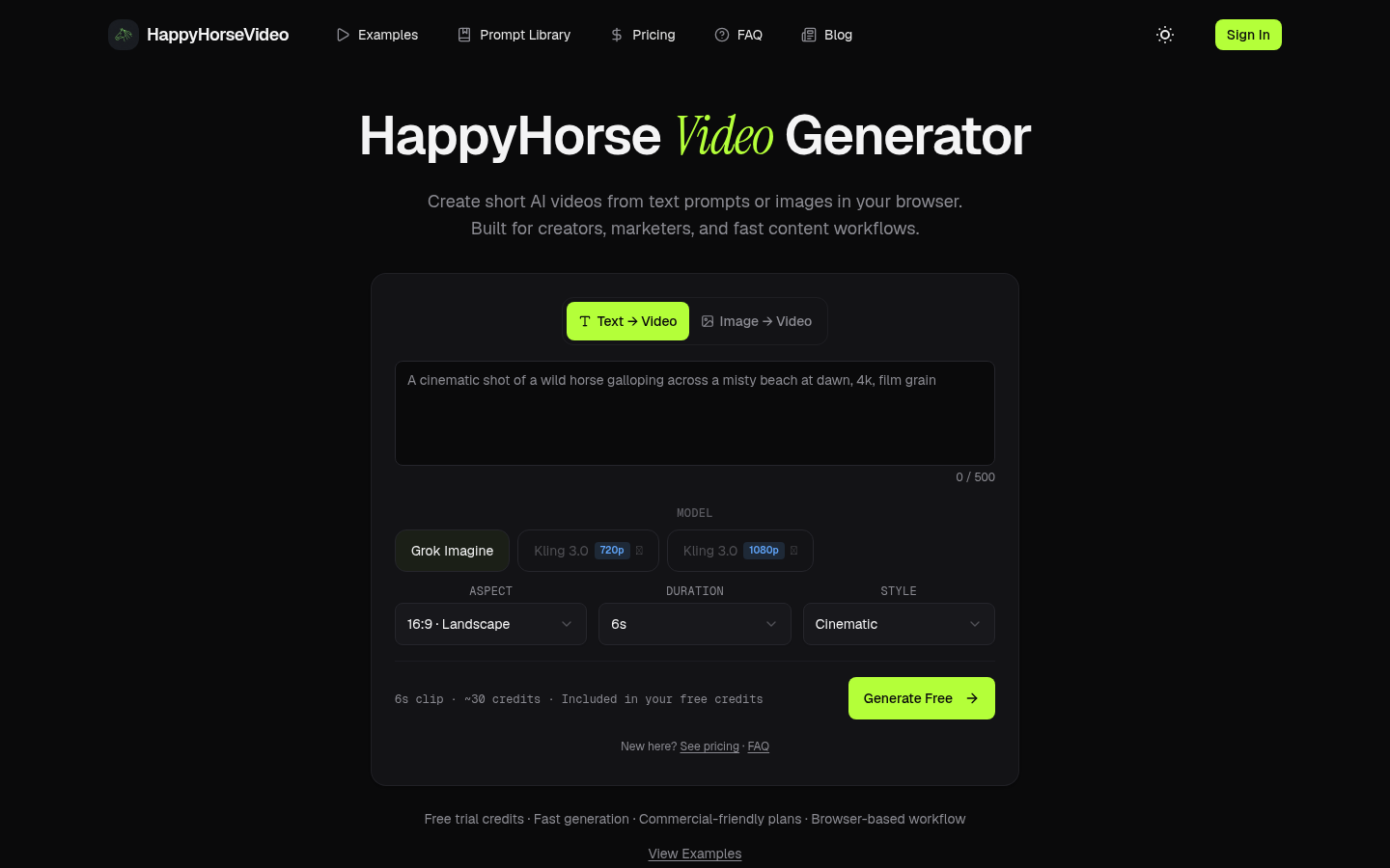 happyhorse video studio product screenshot