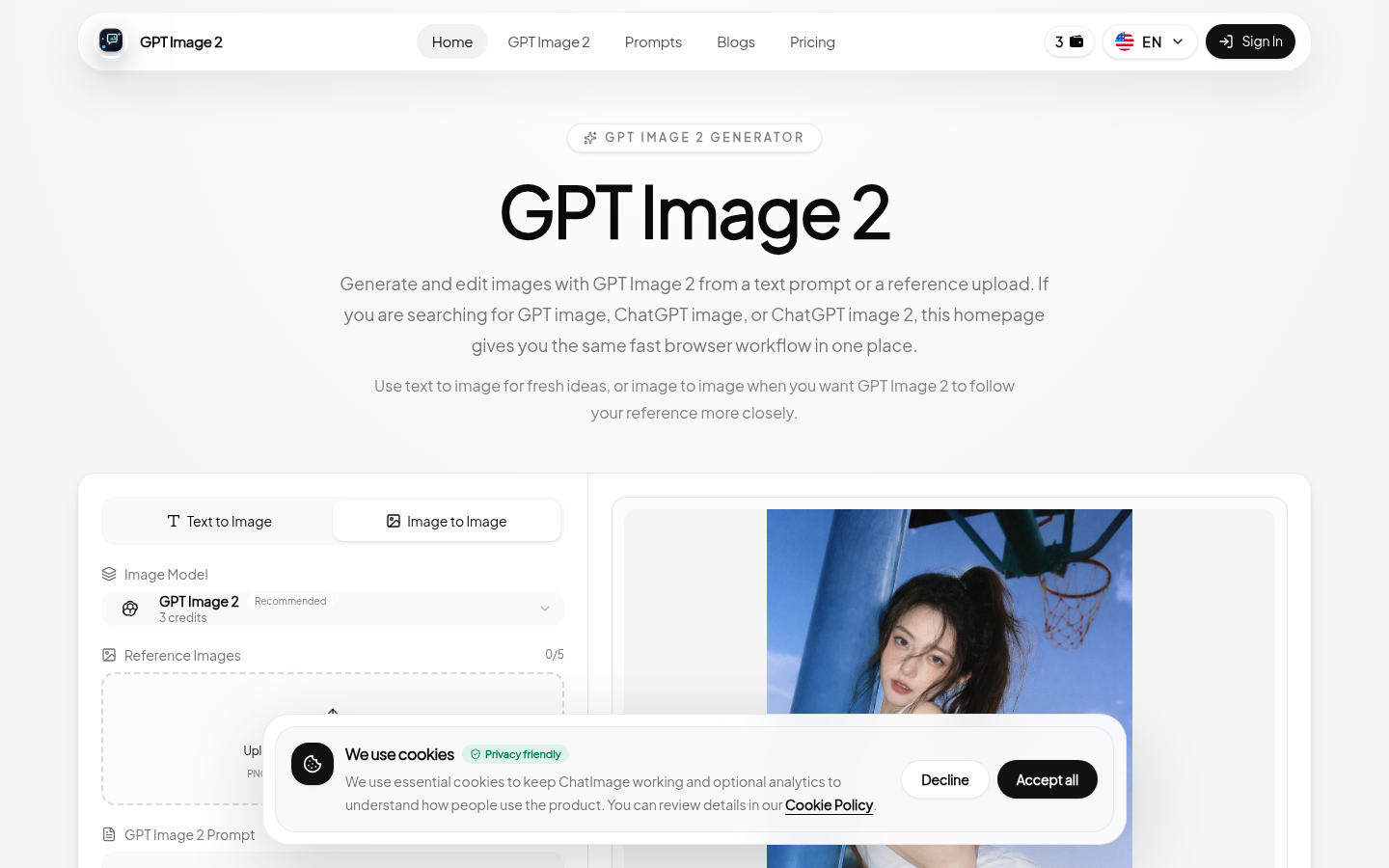 GPT Image 2 product screenshot