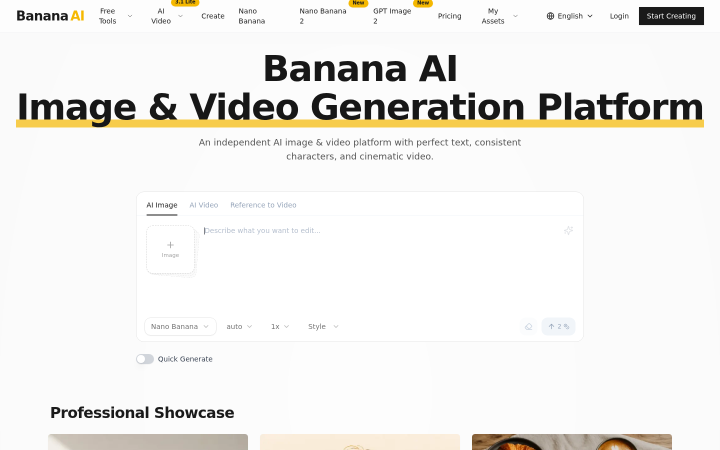 Banana AI product screenshot