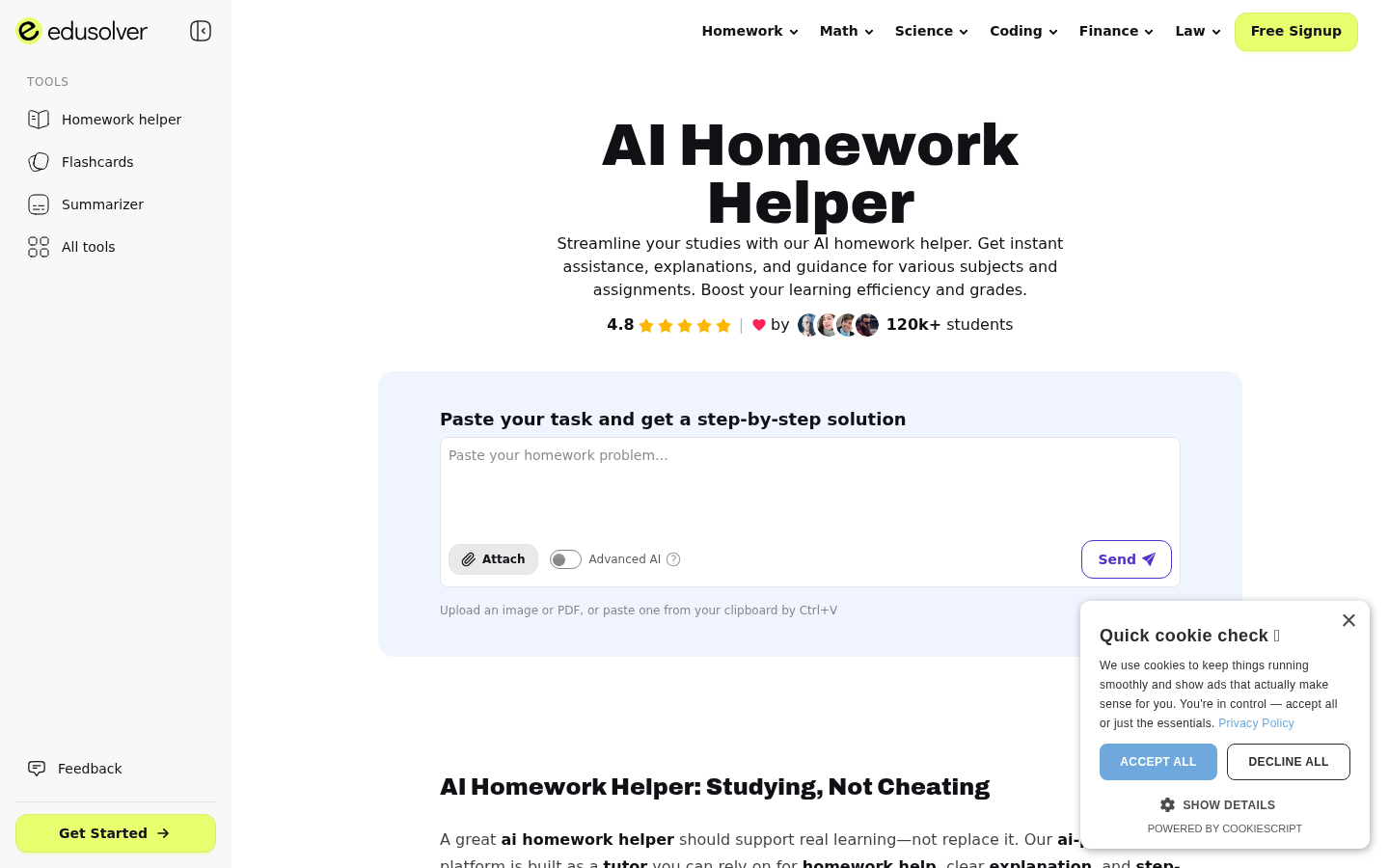 EduSolver: AI Homework Helper & Solver for Any Subject product screenshot