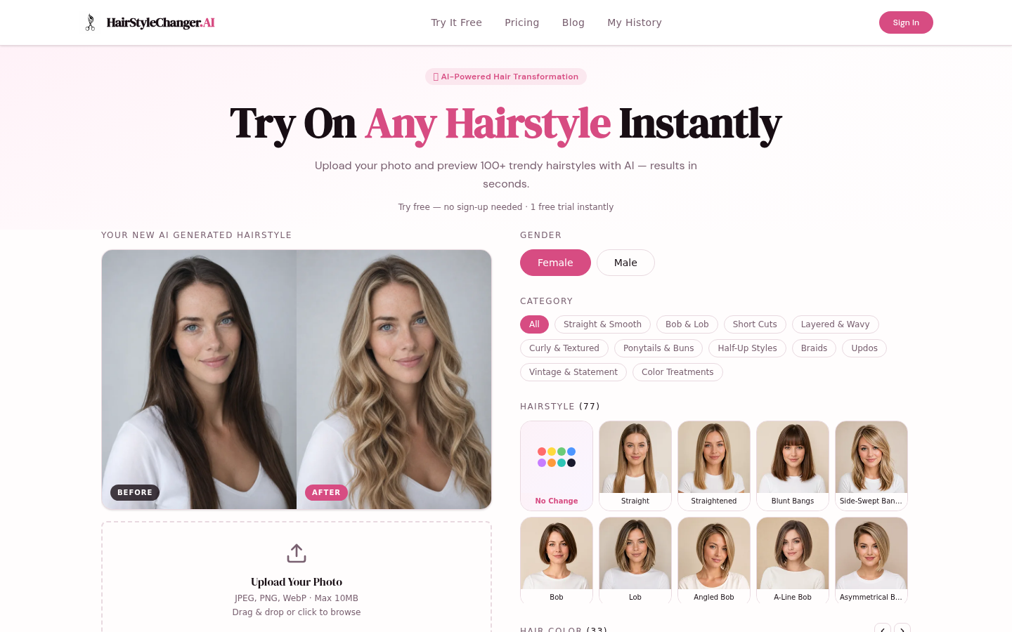 AI Hairstyle Changer product screenshot