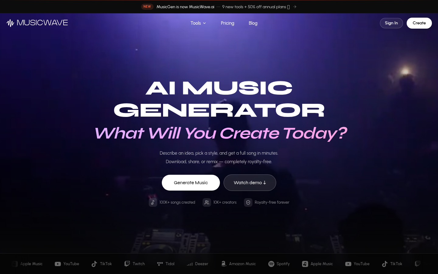 MusicWave product screenshot