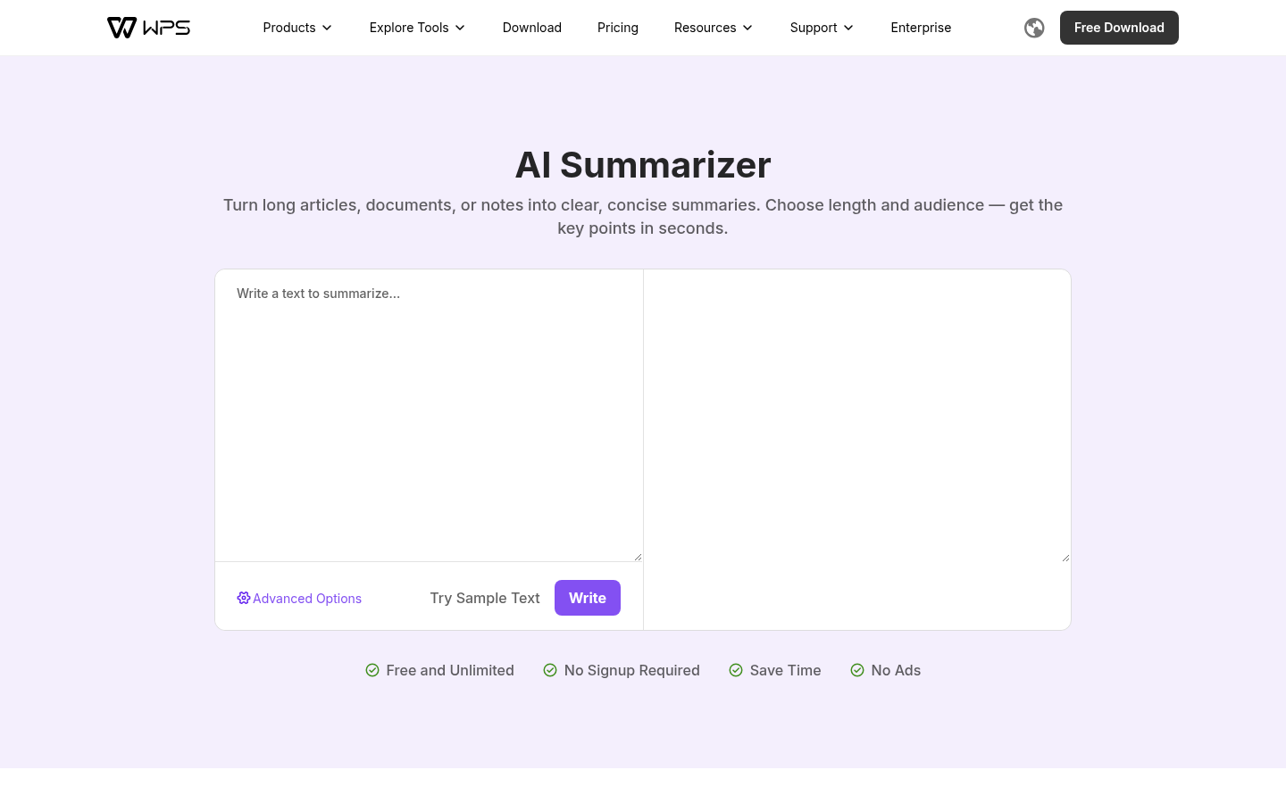 AI Summarizer product screenshot