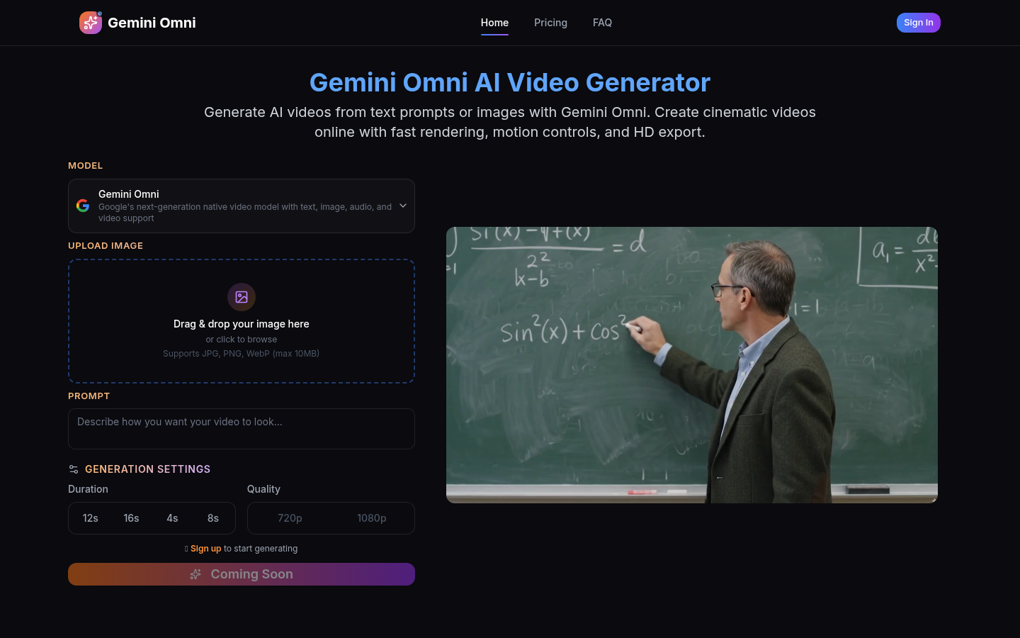 Gemini Omni Video Generator product screenshot