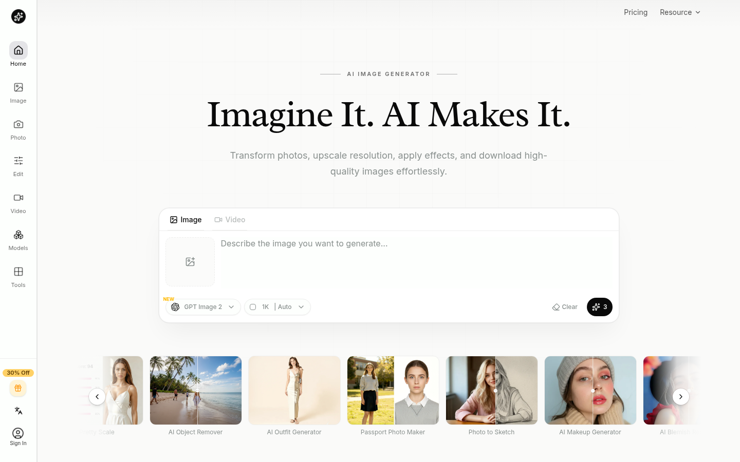 AI Imagine product screenshot