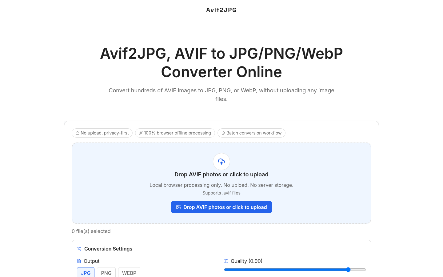Avif to JPG product screenshot
