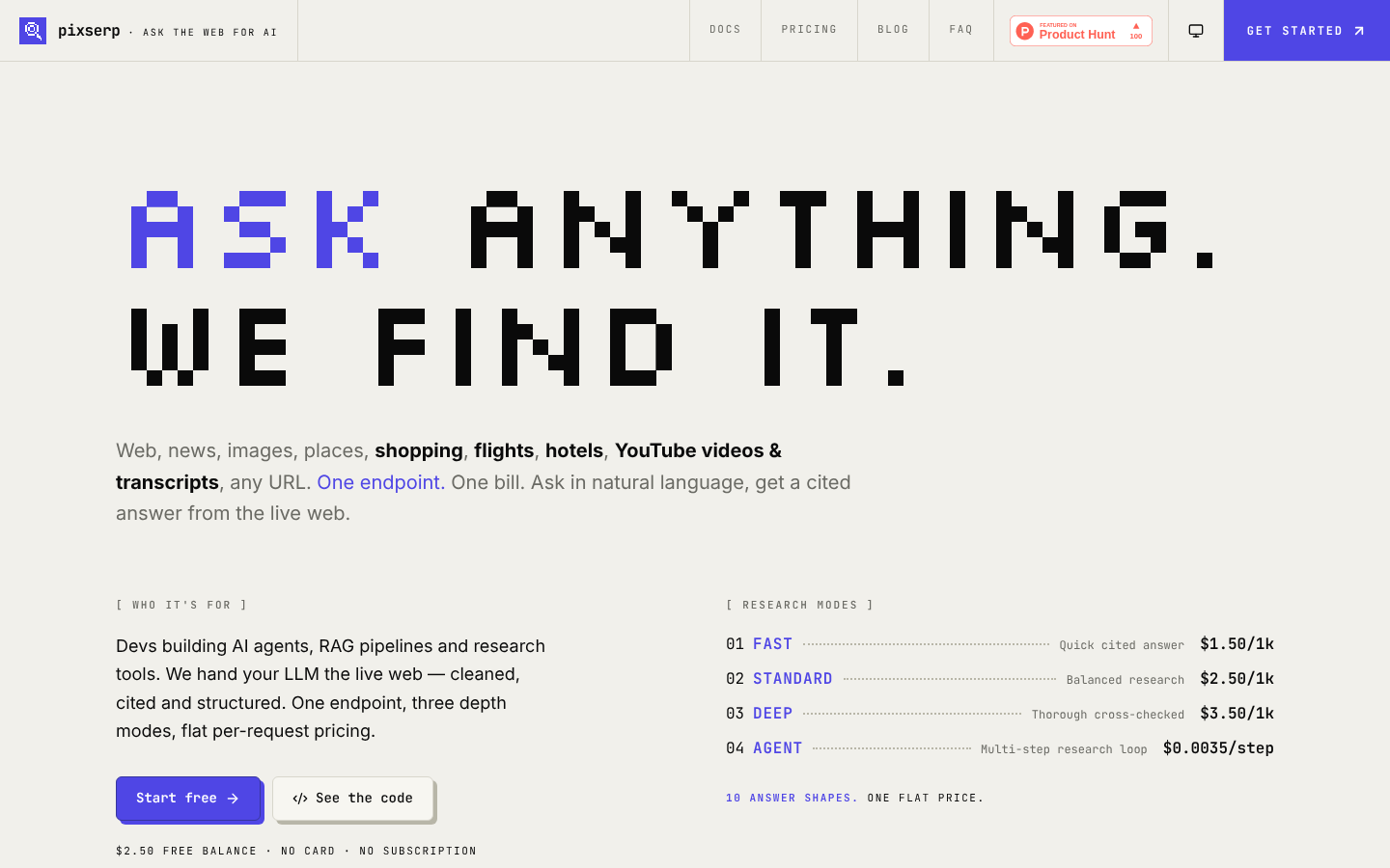 Pixserp product screenshot