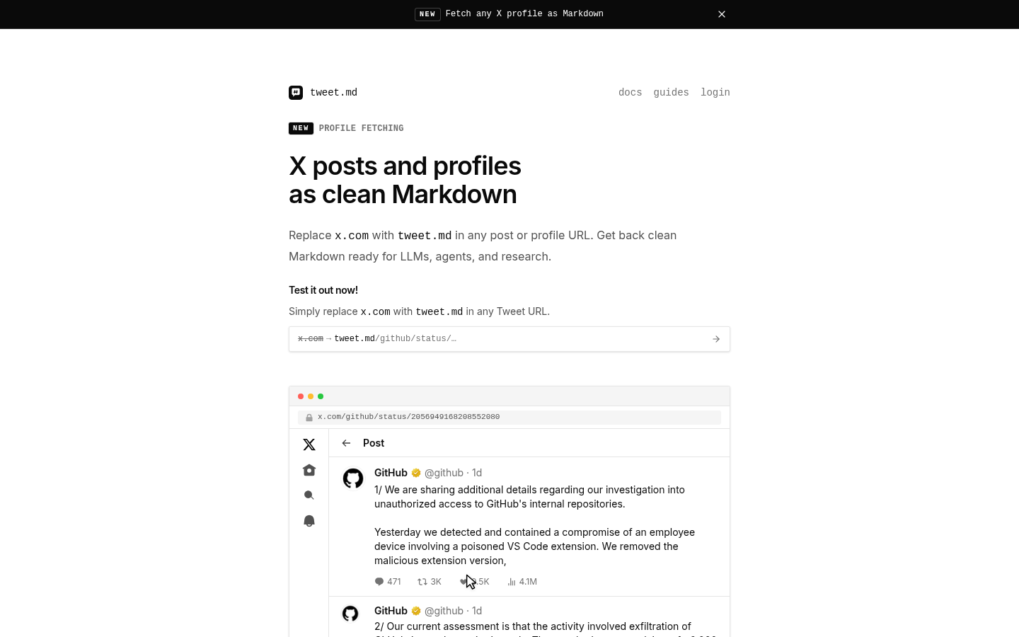 tweet.md product screenshot