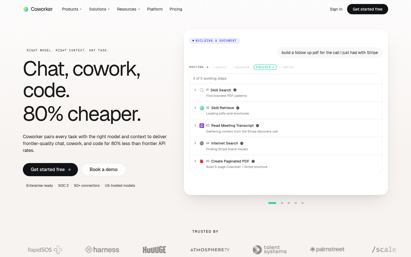 Coworker AI product screenshot