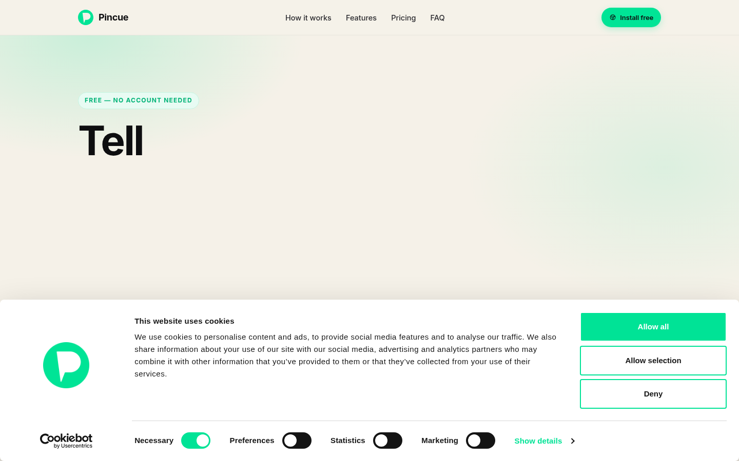 Pincue product screenshot