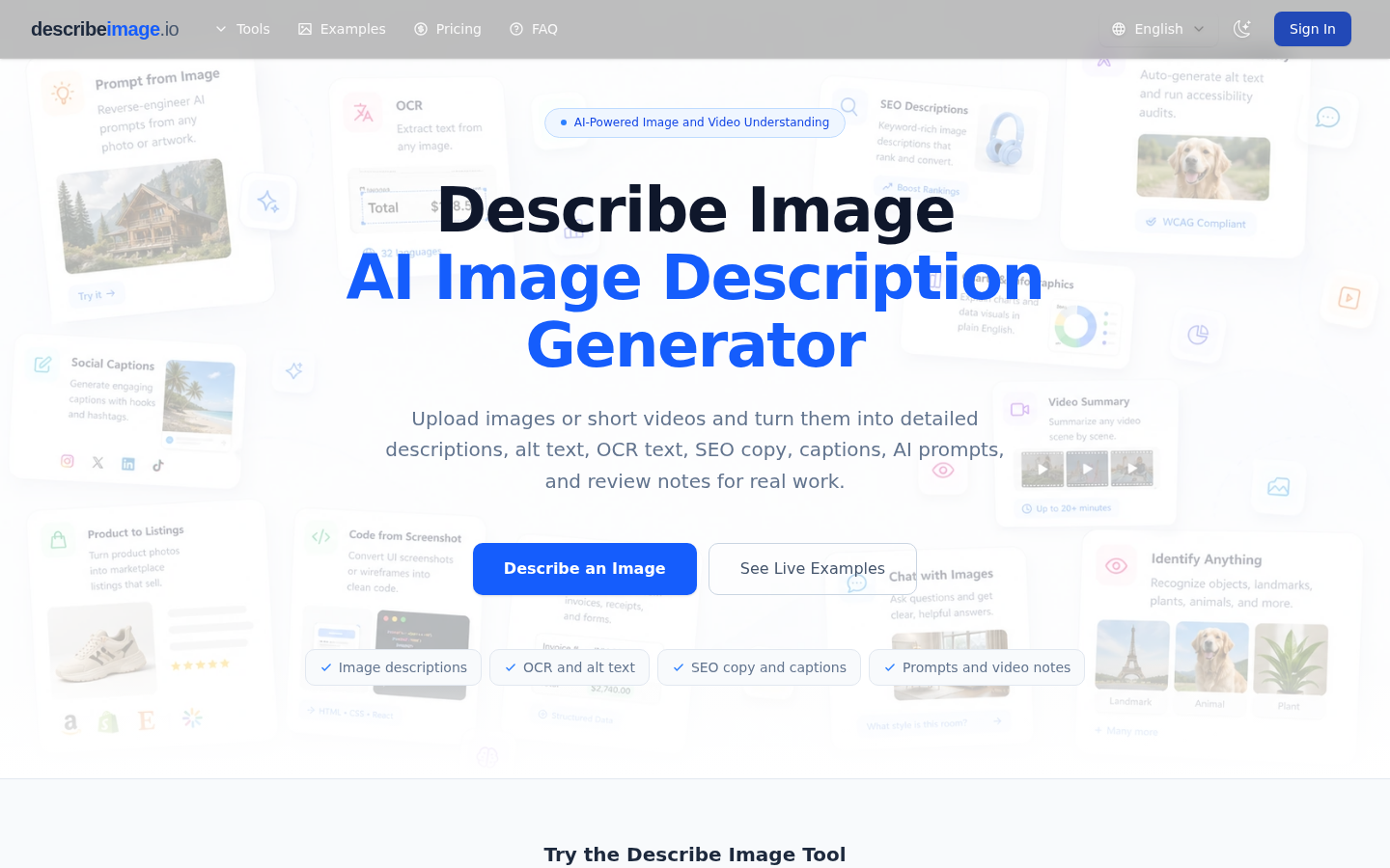 Describe Image product screenshot