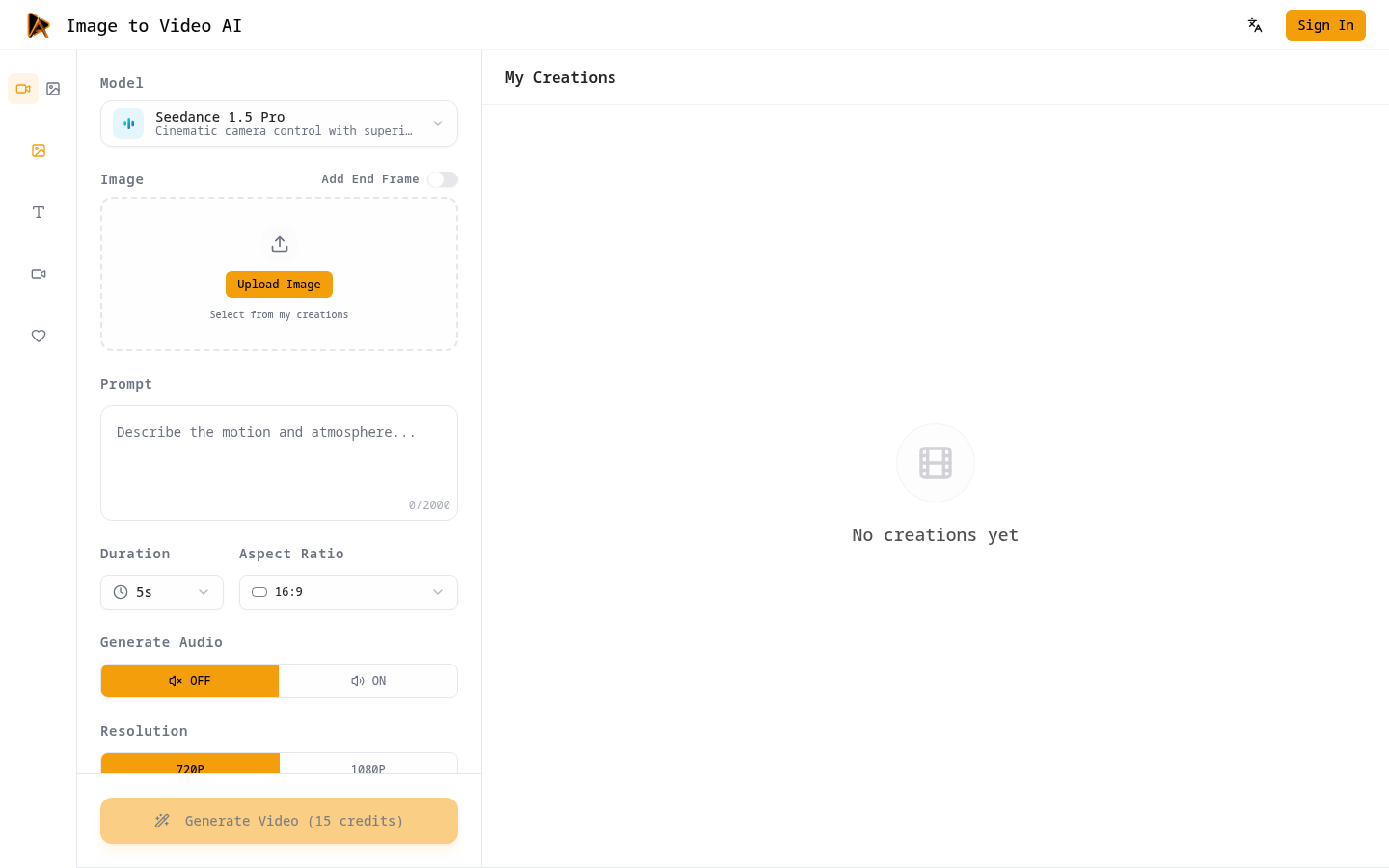 Image to Video AI product screenshot