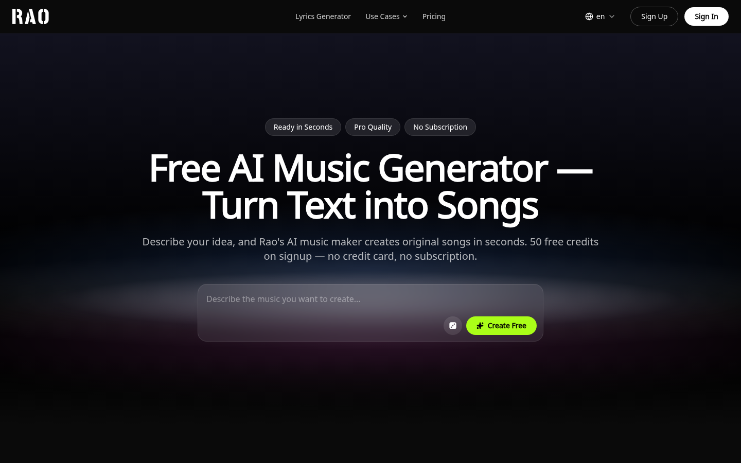 RaoMusic product screenshot